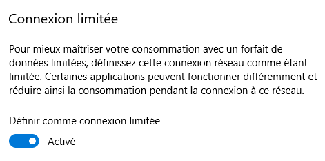 Windows 10 - connexion réseau limitée