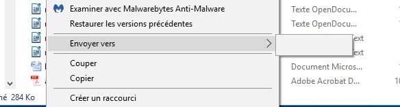 Windows 10 - Problème avec Envoyer vers