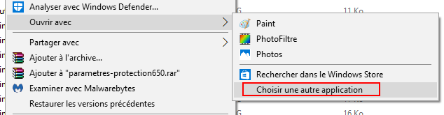 Windows 10 - Ouvrir avec