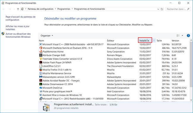 Windows 10 - Programmes et fonctionnalités