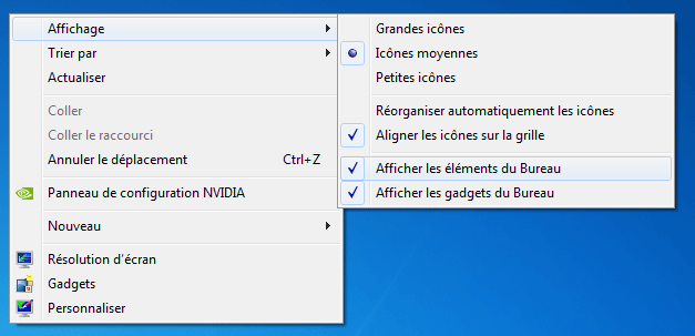 Windows 7 : Afficher les éléments du Bureau