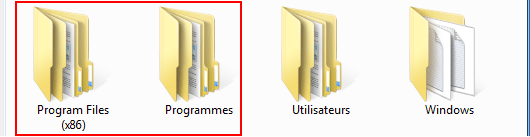 Dossiers Programmes sous Windows 7