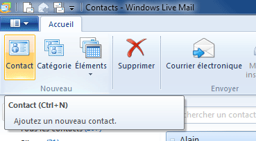 Windows Live Mail : Contacts