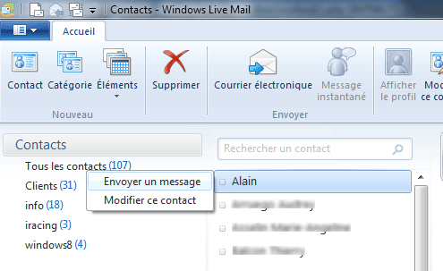 Windows Live Mail : Contacts