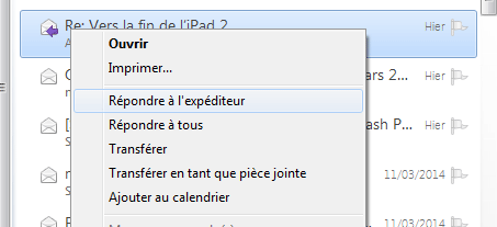 Windows Live Mail : Répondre à l'expéditeur