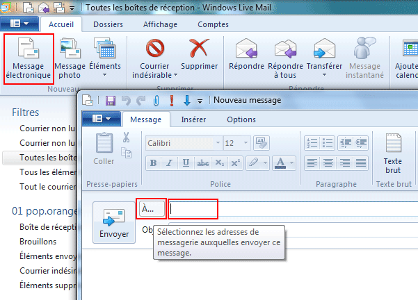 Windows Live Mail : Nouveau compte