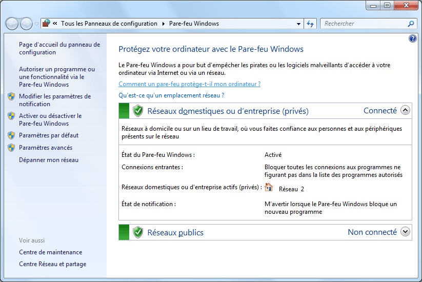 Le Pare-feu sous Windows 7 - Windows 7 