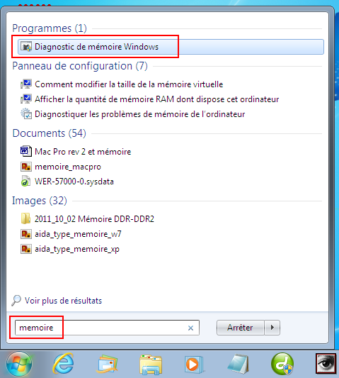 Test mémoire sous Windows 7