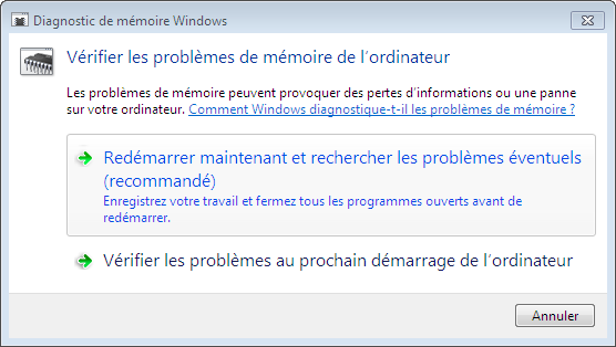 Test mémoire sous Windows 7