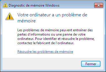 Test mémoire Windows 7 : avec erreur