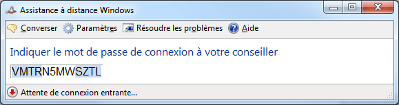 Assistance à distance : Mot de passe