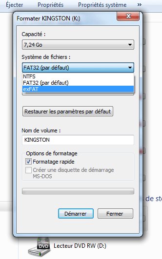 Formater en exFAT