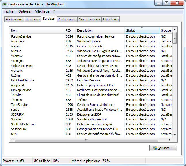 Windows 7 - Gestionnaire des tâches