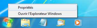 Windows 7 : Propriétés du menu Démarrer