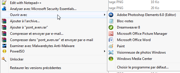 Windows 7 : Ouvrir avec