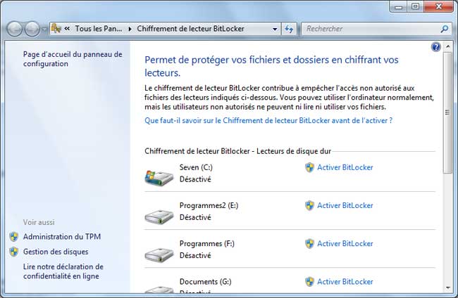 Windows 7 : BitLocker