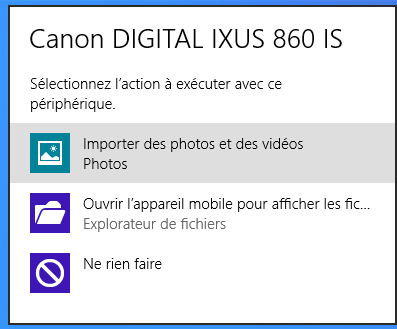 Windows 8 : Branchement de l'APN