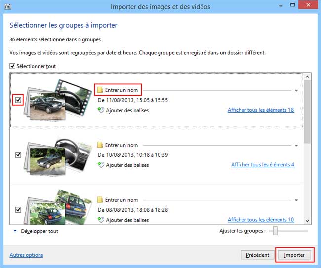 Windows 8 : Importation des photos