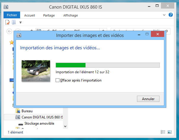 Windows 8 : Importation des photos