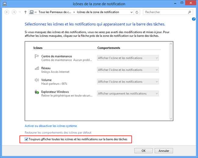 Windows 7 - Zone de notification