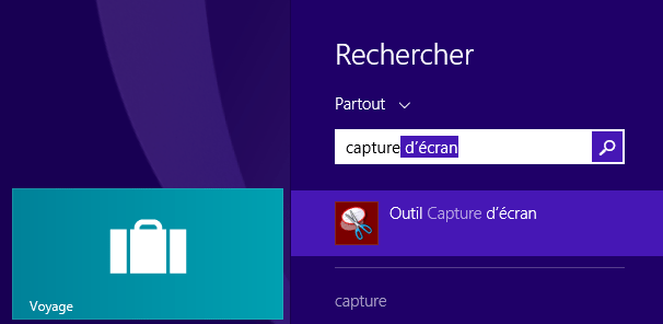 Capture d'écran Windows 8