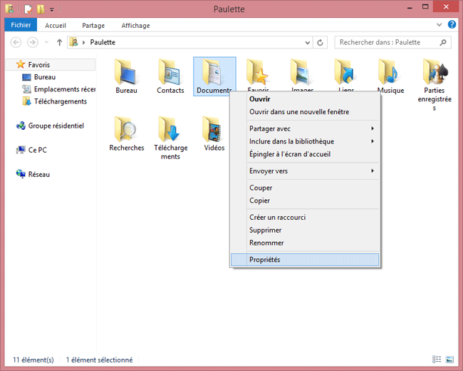 Windows 8 : Propriétés de Documents
