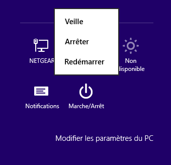 Windows 8 : Eteindre