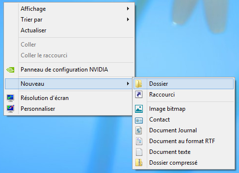 Windows 8 : Nouveau dossier