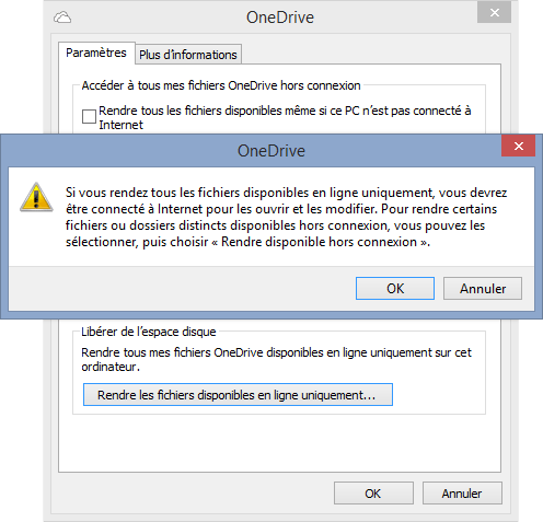 OneDrive - Windows 8 - Paramètres