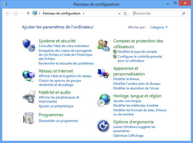 Panneau de configuration