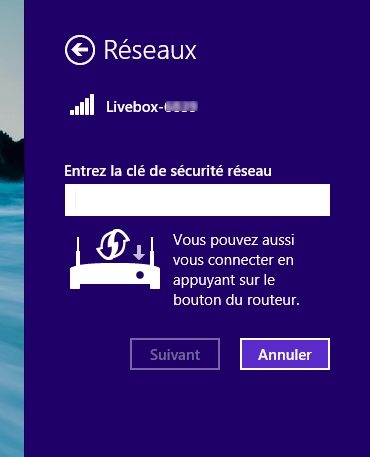 Windows 8 : WPS ou clé de sécurité