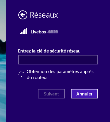 Windows 8 : WPS ou clé de sécurité