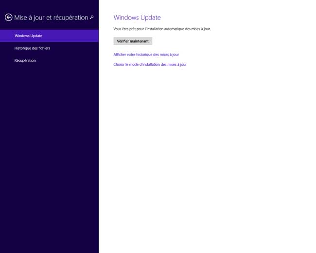 Windows 8.1 - Mise à jour et récupération