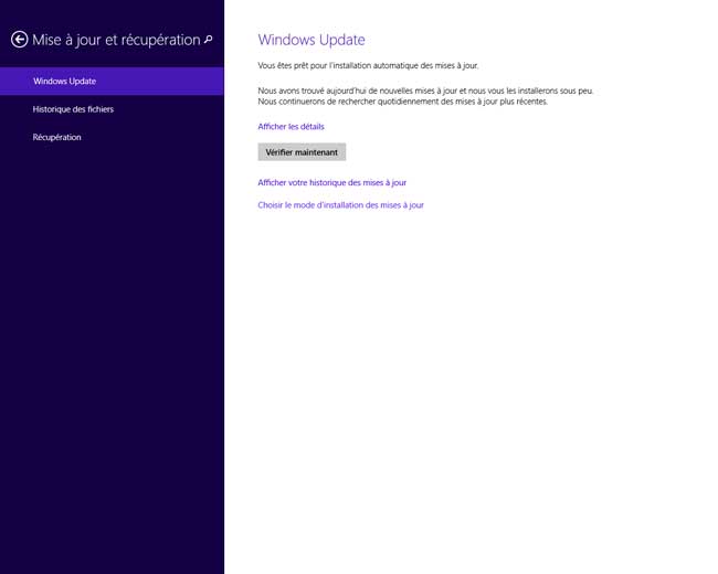Windows 8.1 - Mise à jour et récupération