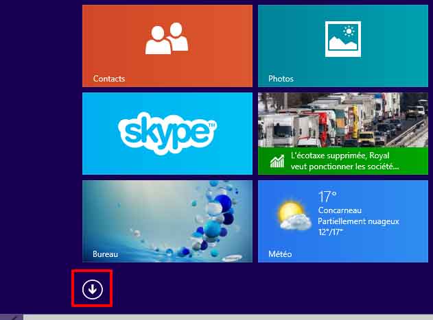 Windows 8.1 - Ecran d'accueil - Applications