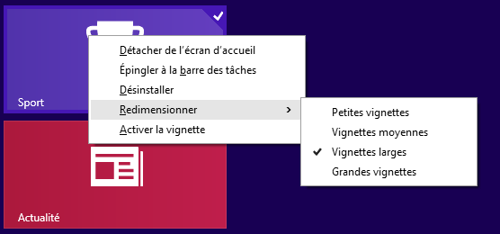 Windows 8.1 : Taille des tuiles