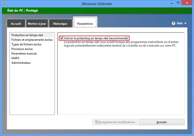 Désactiver l'antivirus