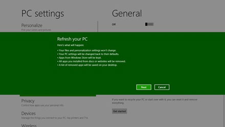 Windows 8 : Reset et Refresh