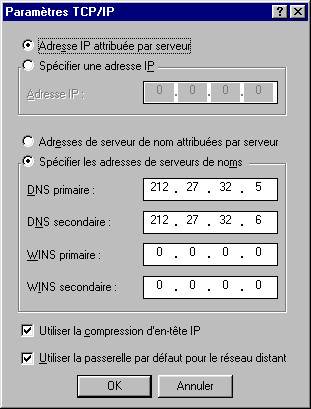 Paramètres TCP/IP