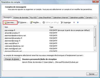 Outlook 2007 : créer un compte