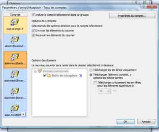 Outlook 2007 : Désactiver un compte