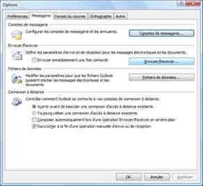 Outlook 2007 : Désactiver un compte