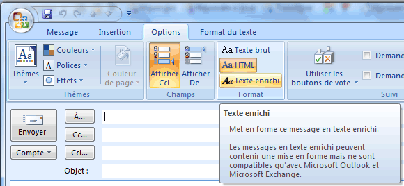 Outlook 2007 : Format du texte