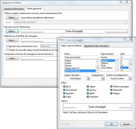 Outlook 2007 : Format du texte