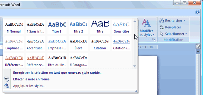 Feuilles de styles sous Word 2007