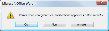 Enregistrement des modifications
