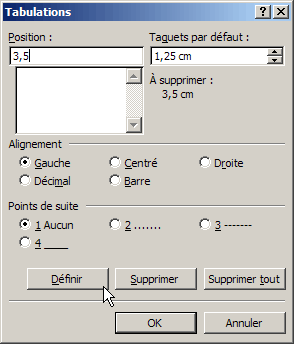 Tabulations dans Word