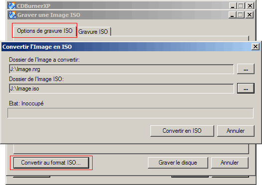 Convertir une image ISO