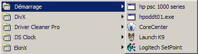 menu Démarrage sous Windows XP