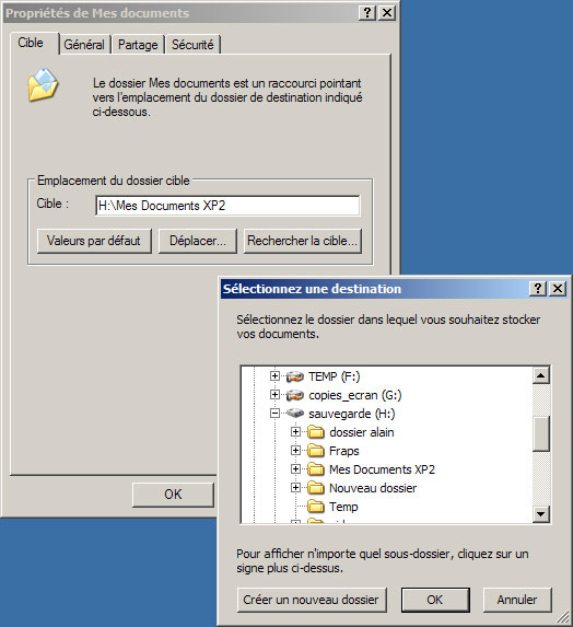 Déplacer le dossier Mes documents sous Windows XP